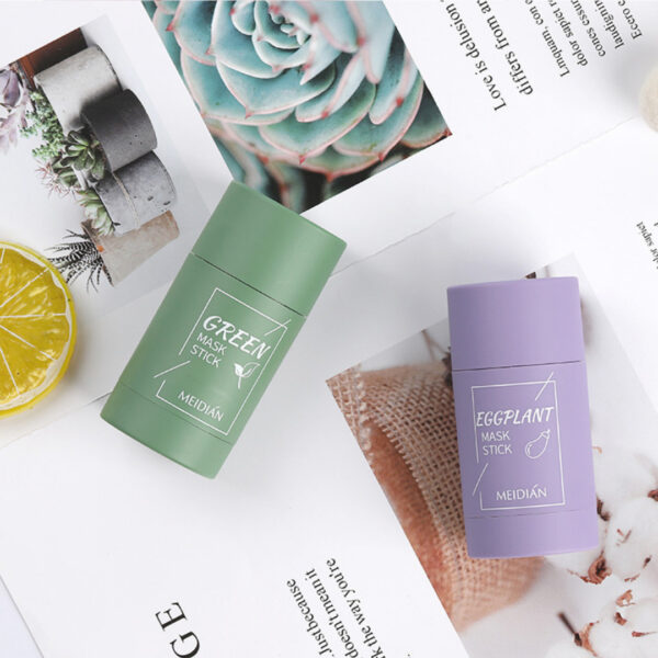 Portable Solid Cleansing Mask Stick in Green Tea/Eggplant Extract 40G