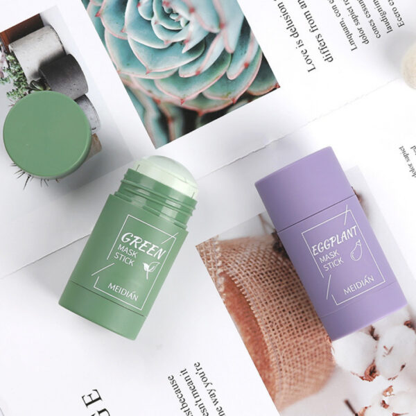 Portable Solid Cleansing Mask Stick in Green Tea/Eggplant Extract 40G