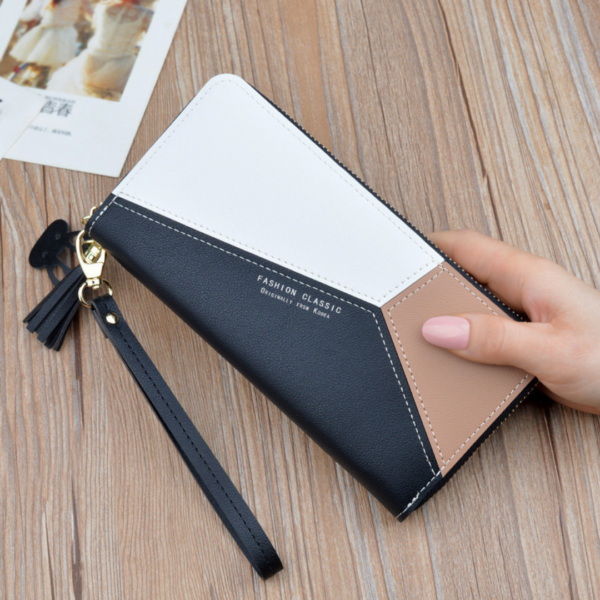 Contrast panel zip fringe phone case 12137