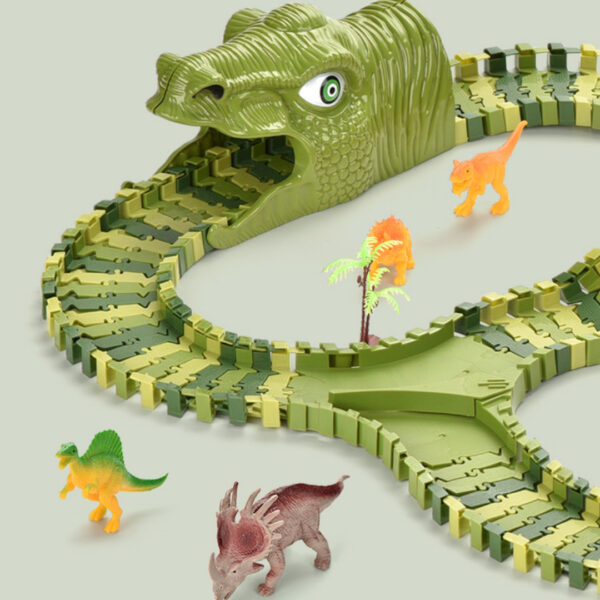 240 PCS Dinosaur Rail Car Park