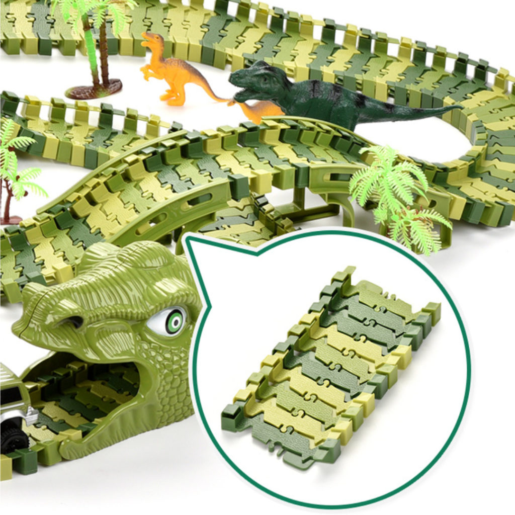 240 PCS Dinosaur Rail Car Park