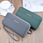 Women's Double Zipper Clutch Wallet Fashion Large Capacity PU Leather Purse
