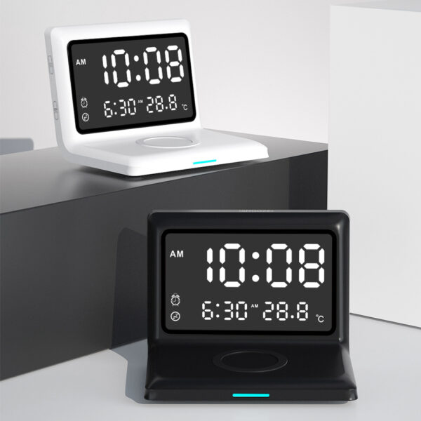 Digital Alarm Clock With 15W Fast Charging Phone Wireless Charger