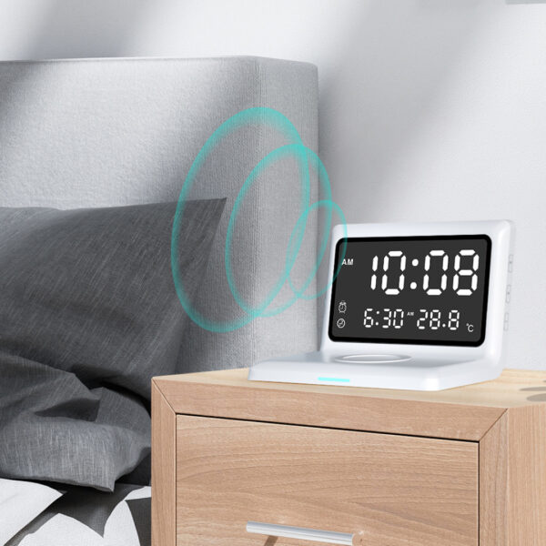 Digital Alarm Clock With 15W Fast Charging Phone Wireless Charger