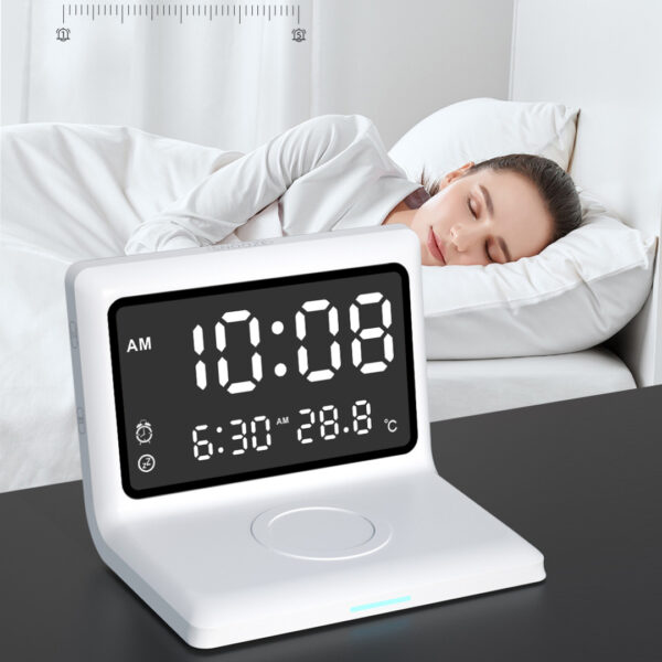 Digital Alarm Clock With 15W Fast Charging Phone Wireless Charger