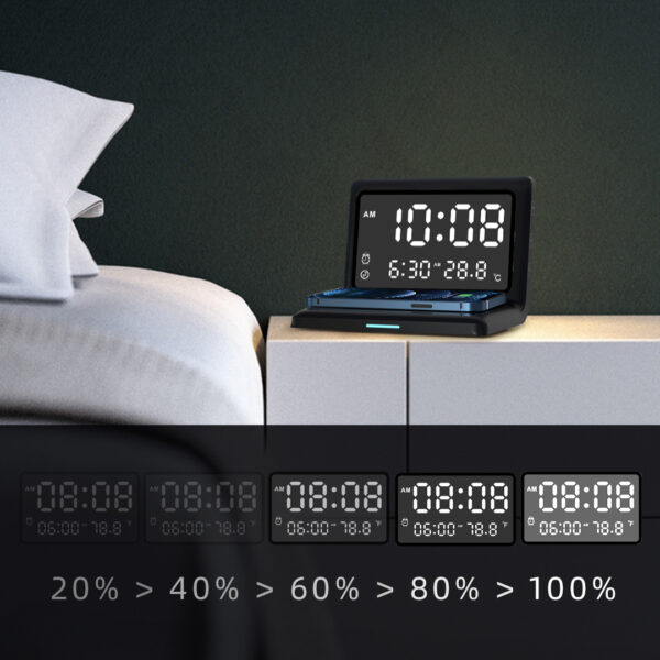 Digital Alarm Clock With 15W Fast Charging Phone Wireless Charger