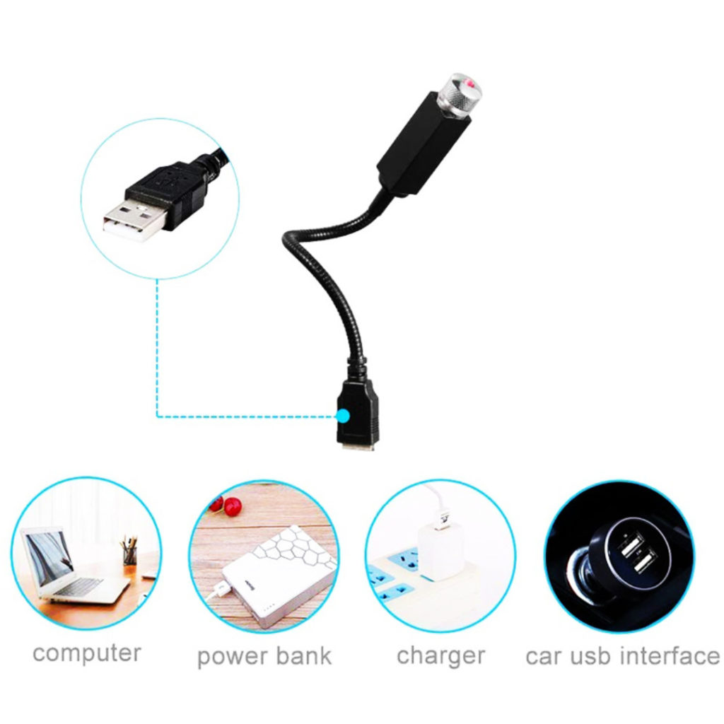 אורות וכוכבים לרכב למתן אווירה, חיבור USB