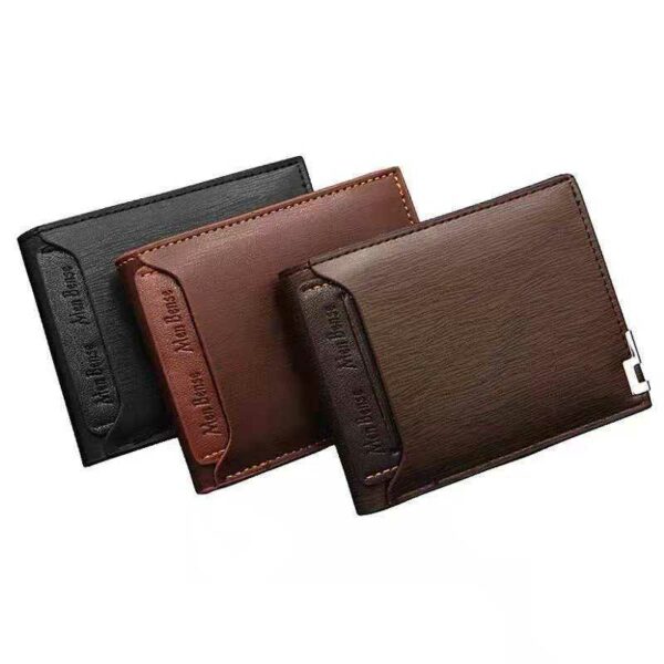ארנק לגברים קצר מעור PU Slim Bifold עם 5 כיסי כרטיסי אשראי הזזה 2 ב-1 ארנק