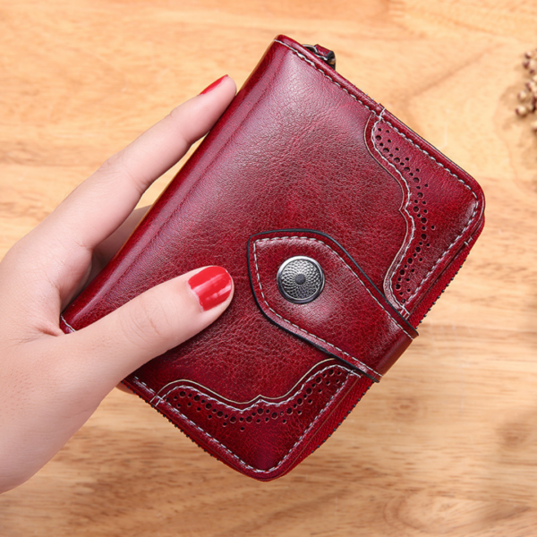 Oil wax leather short wallet 12130