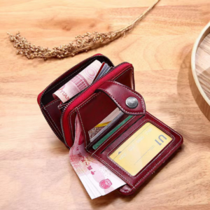 Oil wax leather short wallet 12130