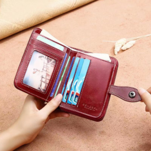Oil wax leather short wallet 12130