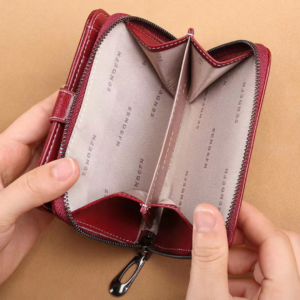 Oil wax leather short wallet 12130