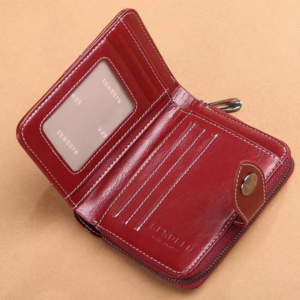 Oil wax leather short wallet 12130