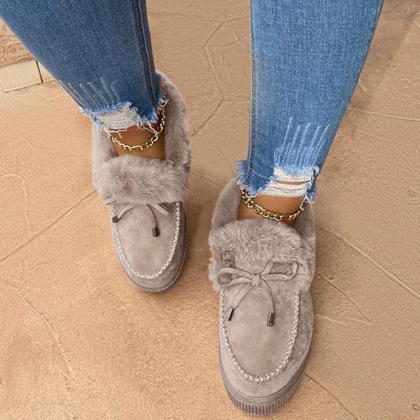 Bowknot Plush Warm Snow Boots Platform Boots