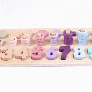 3 in 1 Wooden Puzzle Set Shape Color Number Recognition Kit Preschool Counting
