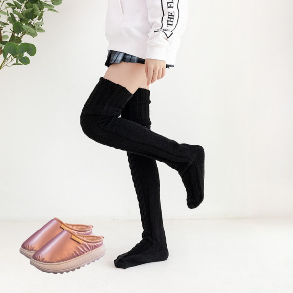 Cozy BUNDLE Perfect for Coldness Thigh-High Stockings, Fluffy Soft Slip-Ons Favorite Winter Deal