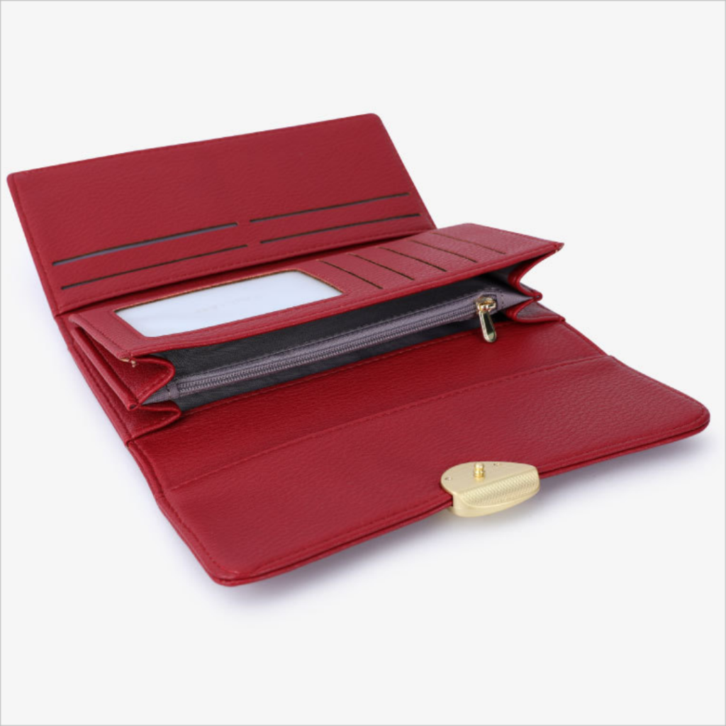 Women's Lychee-pattern Tri-fold Handbag Long Handbag Purse
