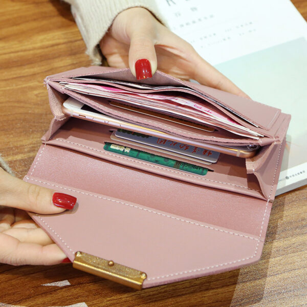 Women's Leather Wallet - Minimalist Long Wallet Clutch Smooth Vegan Leather Wallet