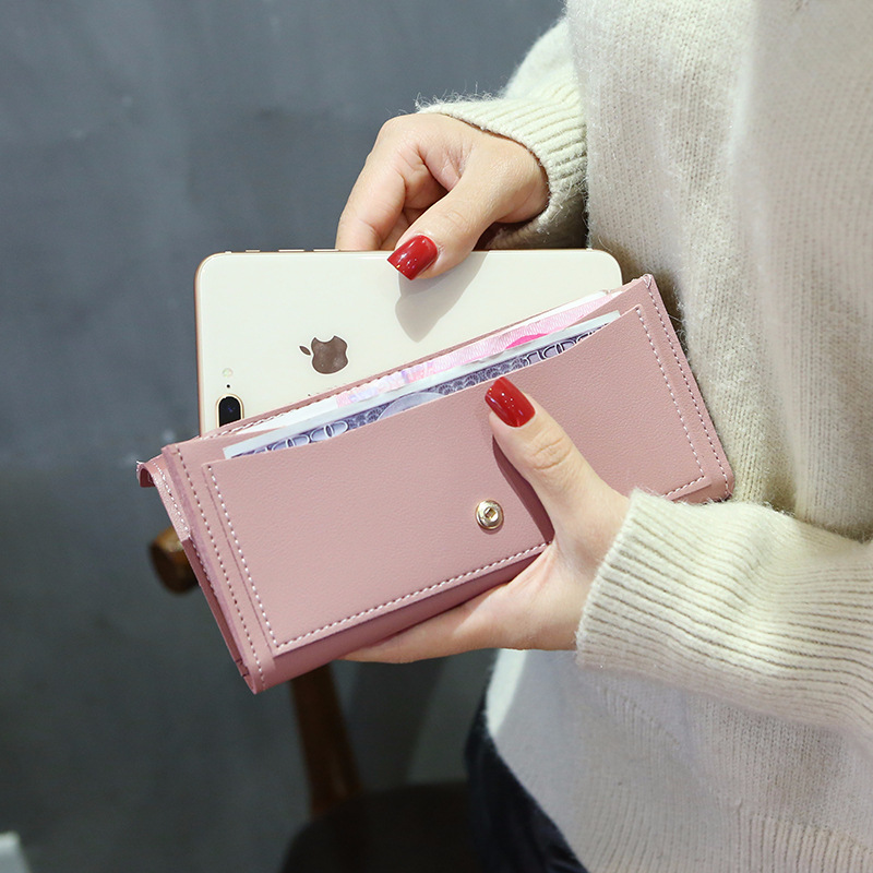 Women's Leather Wallet - Minimalist Long Wallet Clutch Smooth Vegan Leather Wallet