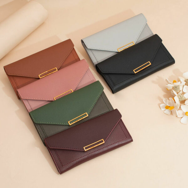 Women's Leather Wallet - Minimalist Long Wallet Clutch Smooth Vegan Leather Wallet