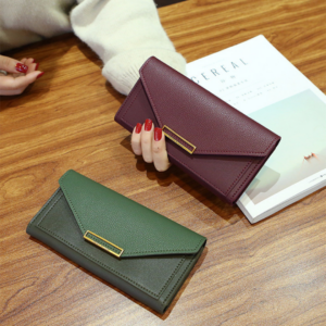 Women's Leather Wallet - Minimalist Long Wallet Clutch Smooth Vegan Leather Wallet