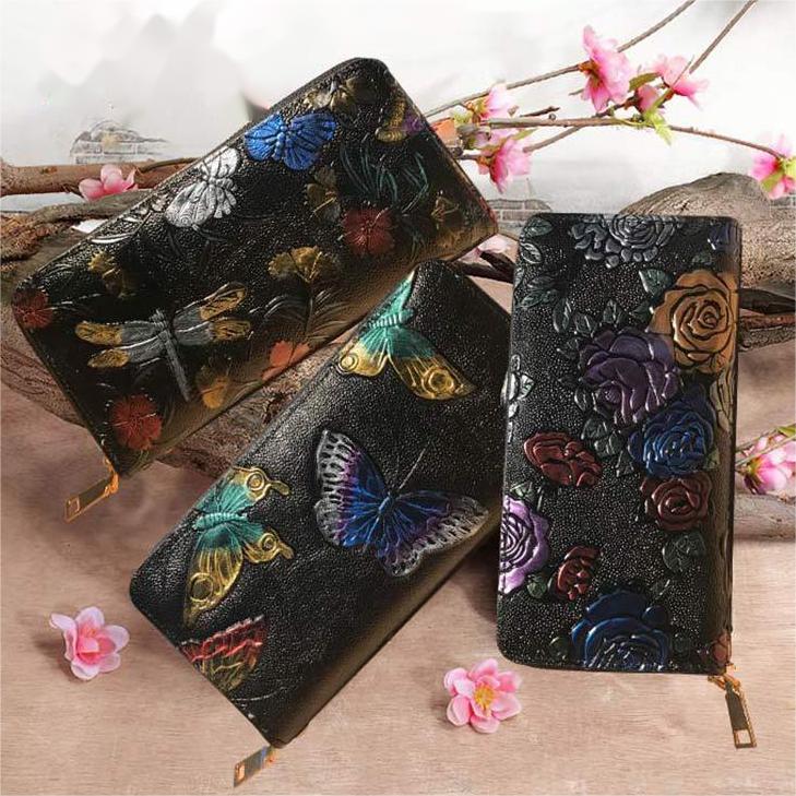 Multi-function Wallets Women Leather Long Purse Embossing Wallet