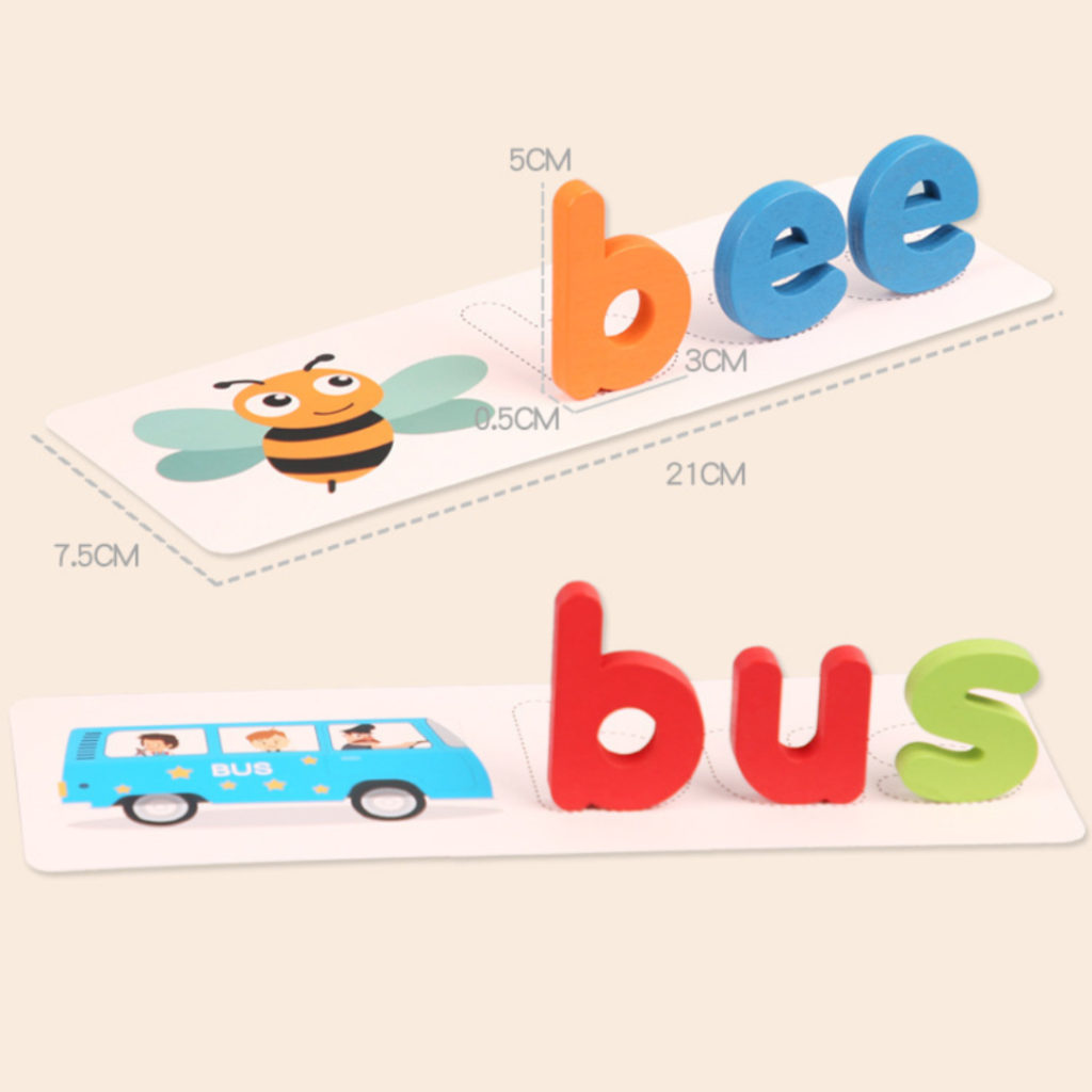 סט צעצוע לימוד איות מעץ אלפבית משחק מילים