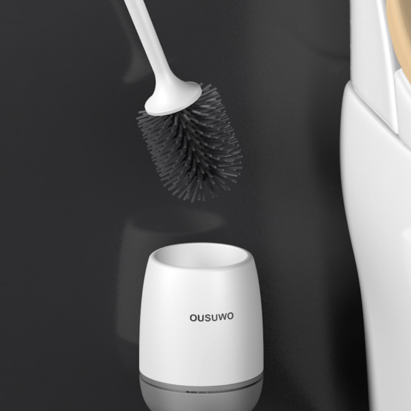 Silicone Toilet Brush With Holder Rubber Floor Cleaner Brush Scrubber Without Drilling