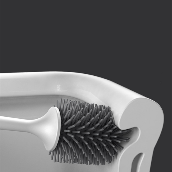 Silicone Toilet Brush With Holder Rubber Floor Cleaner Brush Scrubber Without Drilling