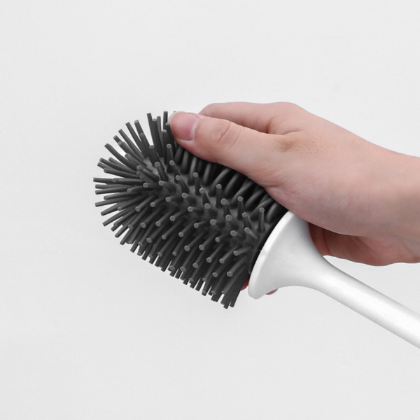 Silicone Toilet Brush With Holder Rubber Floor Cleaner Brush Scrubber Without Drilling