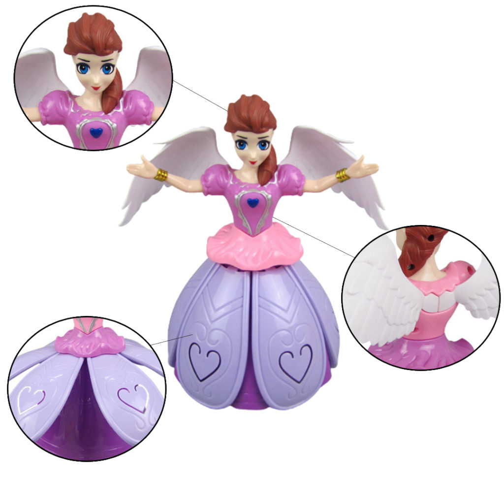 Electric Dancing Princess Doll With Wings And Fairy Stick Light Music Rotate Dancing Toy