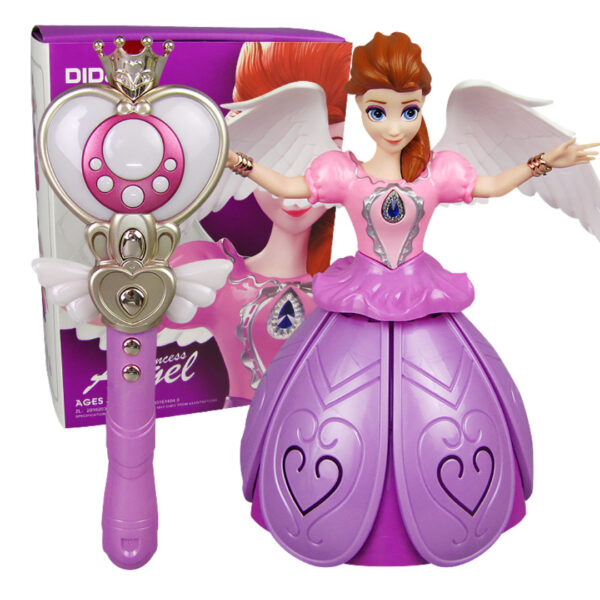 Electric Dancing Princess Doll With Wings And Fairy Stick Light Music Rotate Dancing Toy