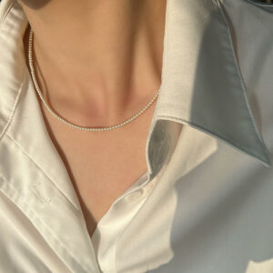 Elegant White Pearls Necklace Choker Pearl Accessory Jewelry Set of 5