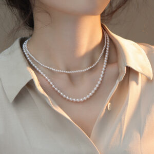 Elegant White Pearls Necklace Choker Pearl Accessory Jewelry Set of 5