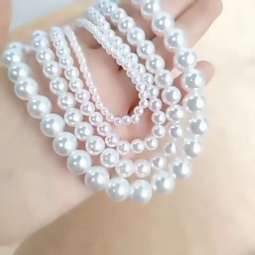 Elegant White Pearls Necklace Choker Pearl Accessory Jewelry Set of 5