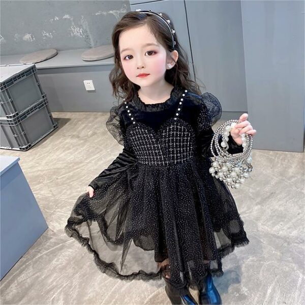 Kids Long Sleeve Tulle Dress 70408