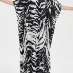 Tiger-print beach robe cover-ups for a fashionable beach statement rayon fabric loose beach robe cover-ups