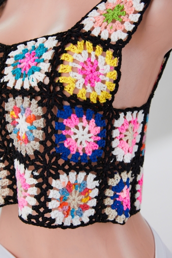 Three Colors Hollow Flower Crochet Beach Cover-Ups Vest