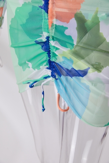 Multicolor tie-dye padded halter-neck drawstring three-piece swimsuit