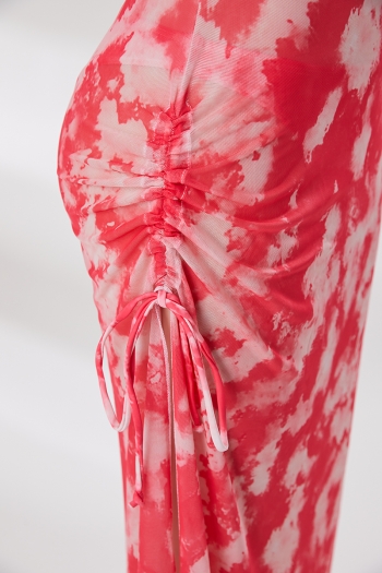 Three colors tie dye padded halter-neck tied three-piece swimsuit