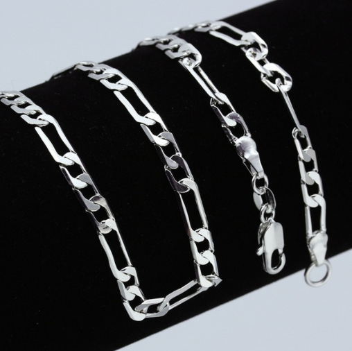 Silver Necklace and Bracelet Set for Men 33005