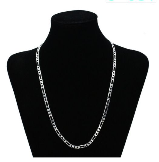 Silver Necklace and Bracelet Set for Men 33005