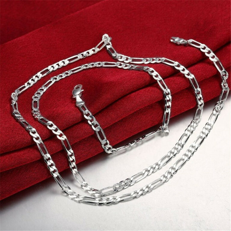 Silver Necklace and Bracelet Set for Men 33005