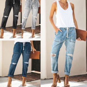 Women's High-Waist Ripped Jeans 30187