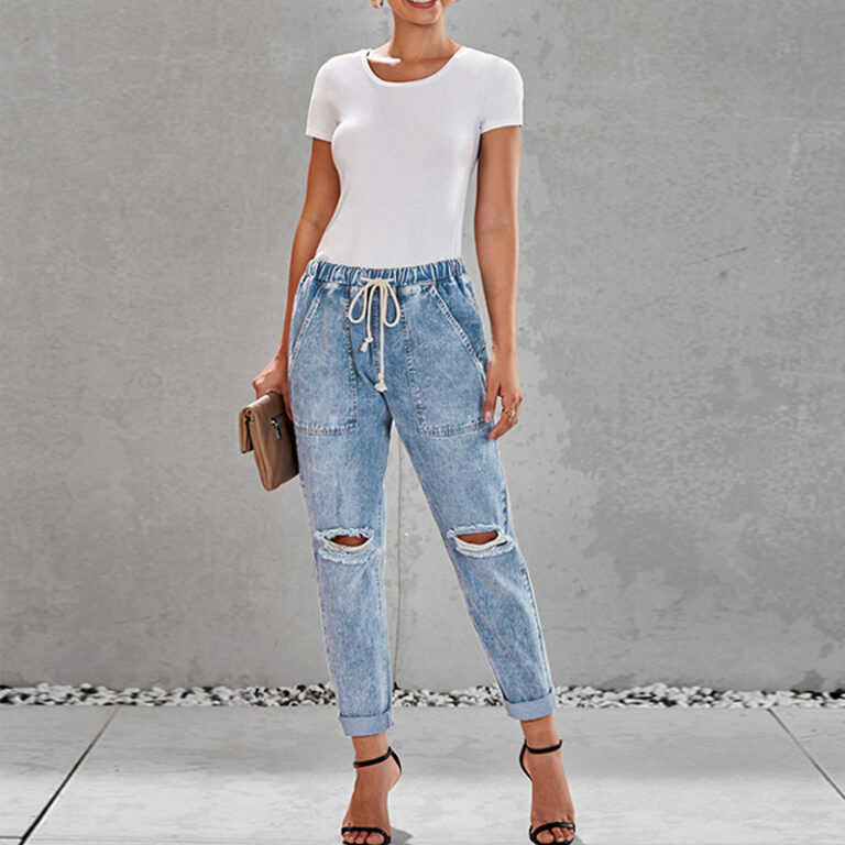 Women's High-Waist Ripped Jeans 30187