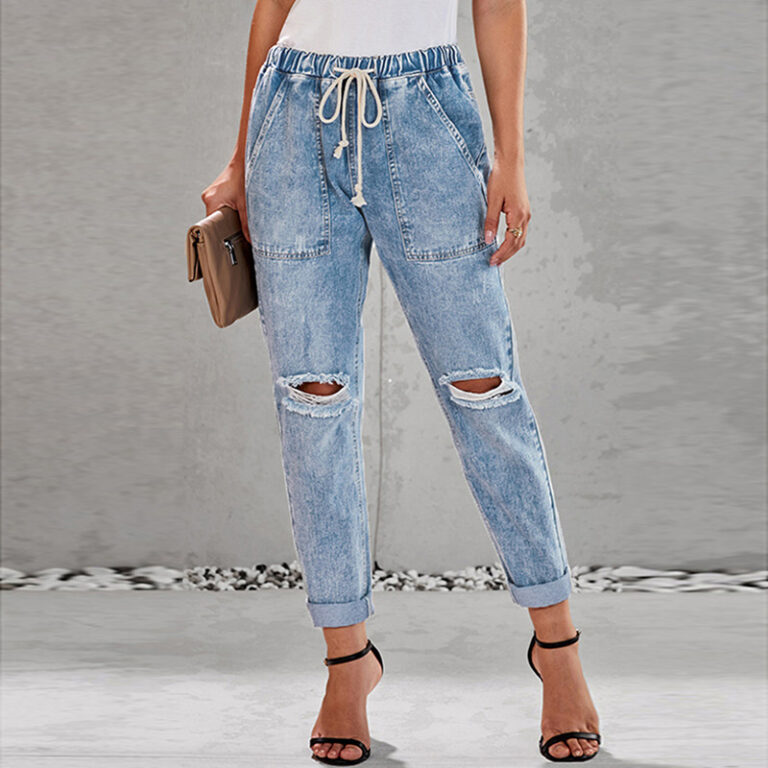 Women's High-Waist Ripped Jeans 30187