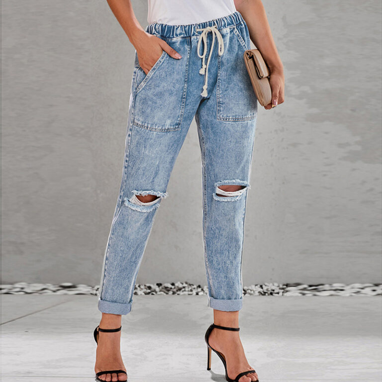 Women's High-Waist Ripped Jeans 30187