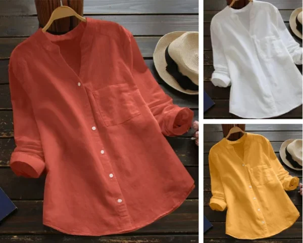 Casual button-down shirt for women made of linen | Linen shirt for women | Free Shipping