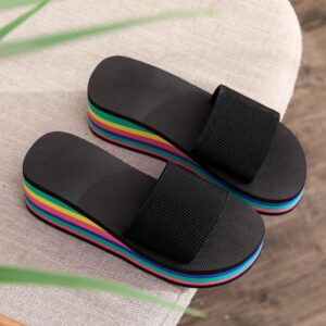 Vibrant Rainbow Platform Flip-Flops – Summer Women's Sandals