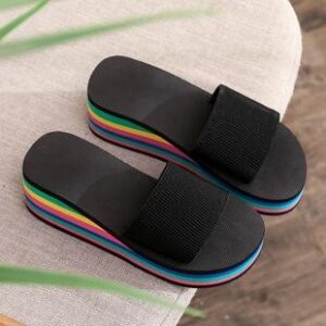 Vibrant Rainbow Platform Flip-Flops – Summer Women's Sandals